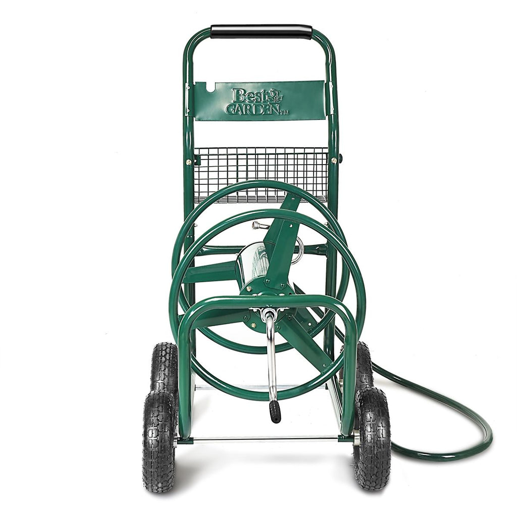 Dévidoir de Tuyau d’Arrosage avec 4 Roulettes Chariot pour 1.7m de Tuyau d’Arrosage Panier, 95x62x113cm, Vert