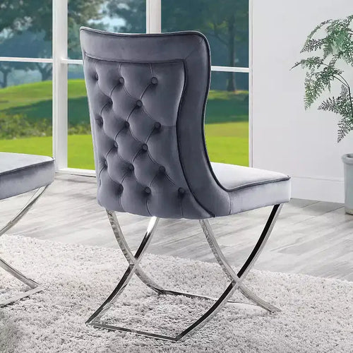 2pk Chardin Glam Upholstered Side Chairs Gray - HOMES: Inside + Out