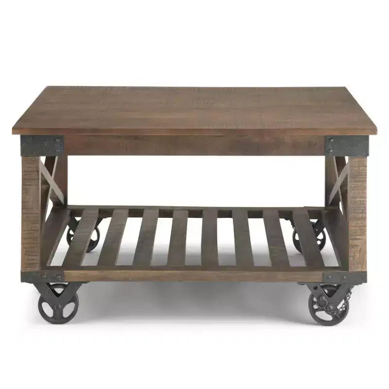 32" Barrie Square Coffee Table Distressed Dark Brown - WyndenHall