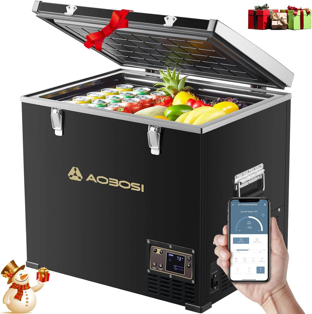 AAOBOSI 45L Glacière à Compresseur, Glaciere électrique -20°C à 20°C, Frigo Camion APP&Bouton Contr?le, 12/24V DC et 100-240V AC Glaciere Camping Pour Voiture, Camion, Bateau et Prise De Courant