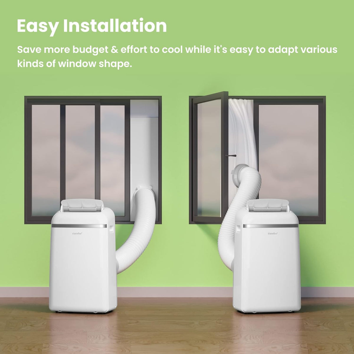 COMFEE' Climatiseur Mobile 9000 BTU/h 2,6kW, 3-EN-1 Refroidisseur Déshumidificateur Ventilateur, Fonction Follow me, Minuterie, Mode nuit, Pour salon et maison de 33©O/88m3, MPPH-09CRN7, R290