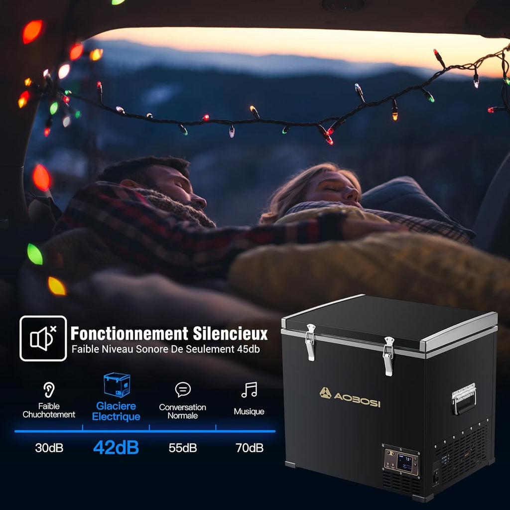 AAOBOSI 45L Glacière à Compresseur, Glaciere électrique -20°C à 20°C, Frigo Camion APP&Bouton Contr?le, 12/24V DC et 100-240V AC Glaciere Camping Pour Voiture, Camion, Bateau et Prise De Courant