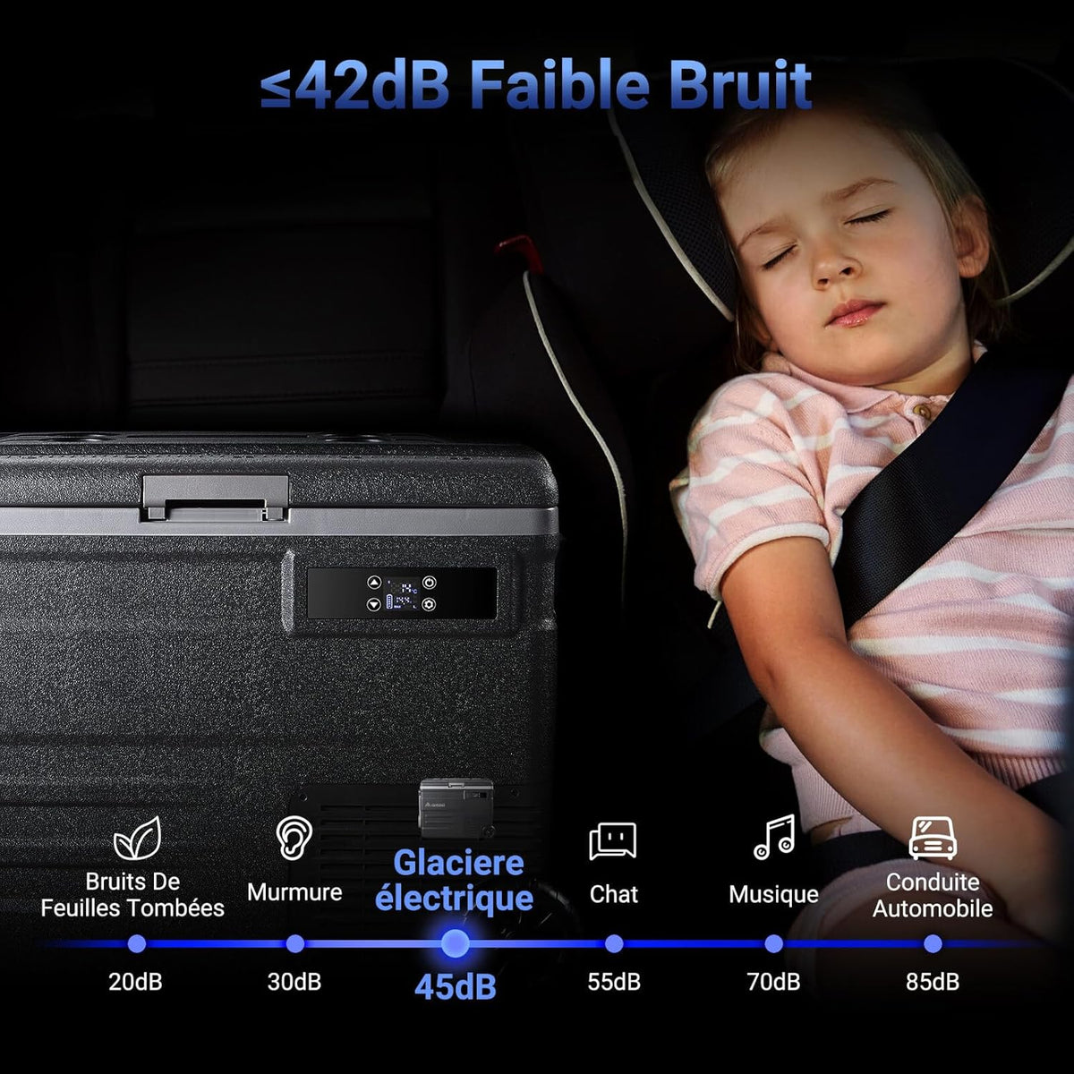 AAOBOSI 45L Glacière à Compresseur, Glaciere électrique -20°C à 20°C, Frigo Camion APP&Bouton Contr?le, 12/24V DC et 100-240V AC Glaciere Camping Pour Voiture, Camion, Bateau et Prise De Courant