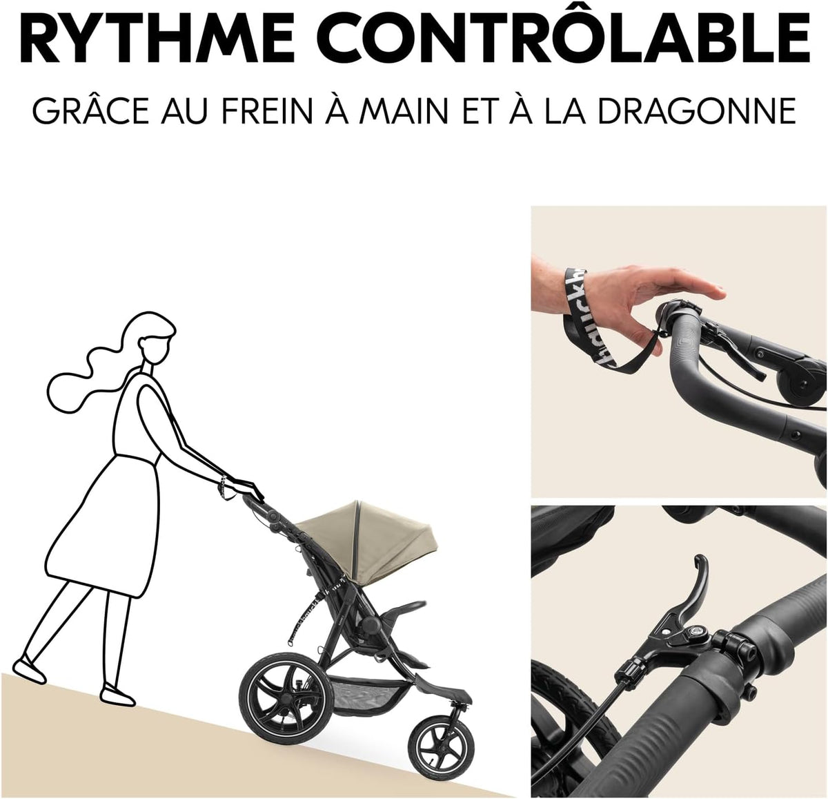 hauck Poussette 3 Roues Runner 3, Tout Terrain avec Roues XL Gonflables, Jusqu'à 22 kg, Frein à Main, Suspension, Canopy UPF 50+, Pliable, Panier, Position Allongée, Porte-Gobelet (Jungle Green)