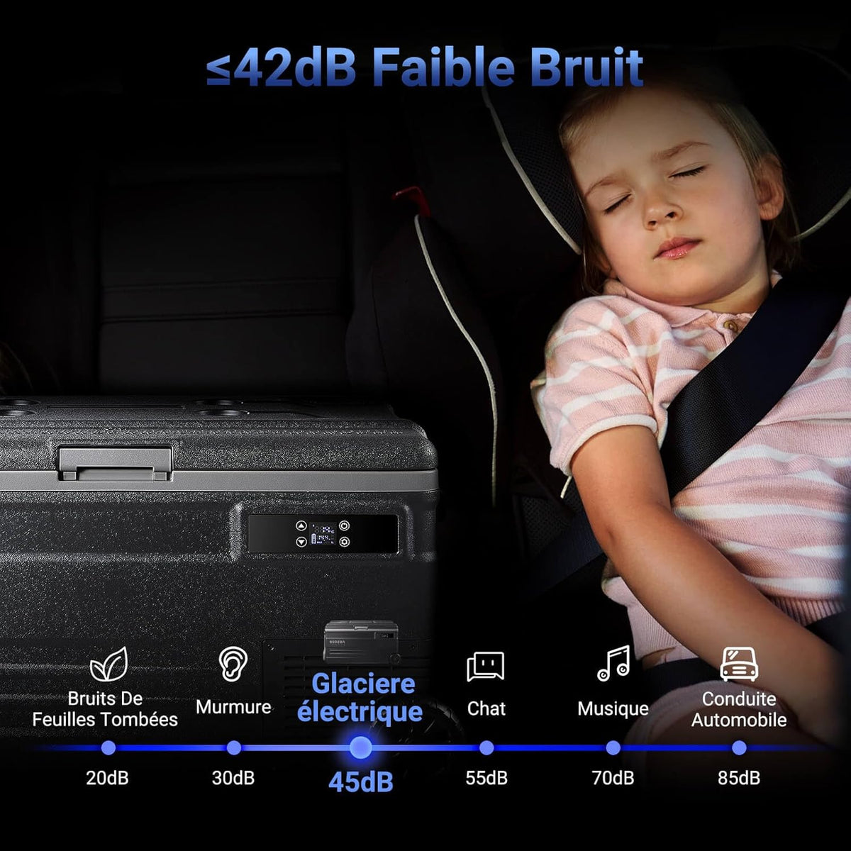 AAOBOSI 45L Glacière à Compresseur, Glaciere électrique -20°C à 20°C, Frigo Camion APP&Bouton Contr?le, 12/24V DC et 100-240V AC Glaciere Camping Pour Voiture, Camion, Bateau et Prise De Courant