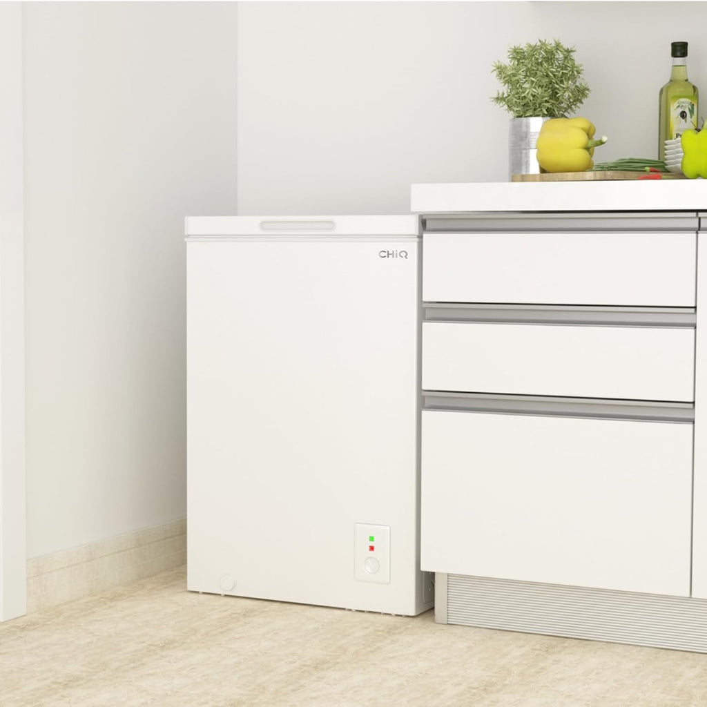 Congélateur coffre CHiQ 142L, 63,5 x 55,6 x 83,5cm, Congélateur Inverter, Affichage de la température extérieure, Mode de congélation rapide -32°C, Grille métallique,Faible bruit