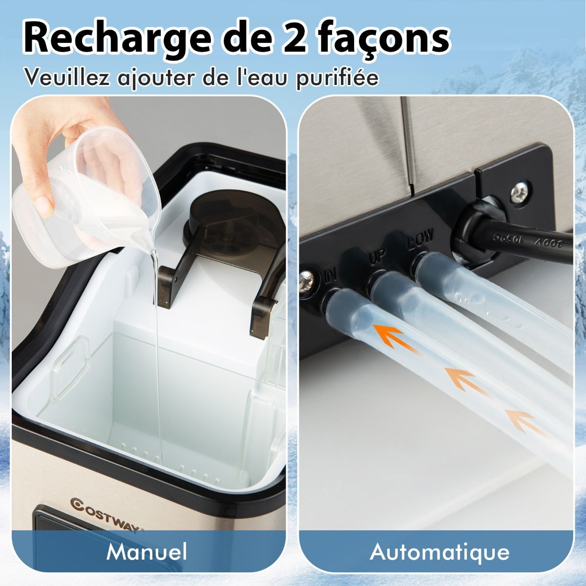 Machine à Gla?ons 24kg en 24h Panneau de Contr?le Tactile LED