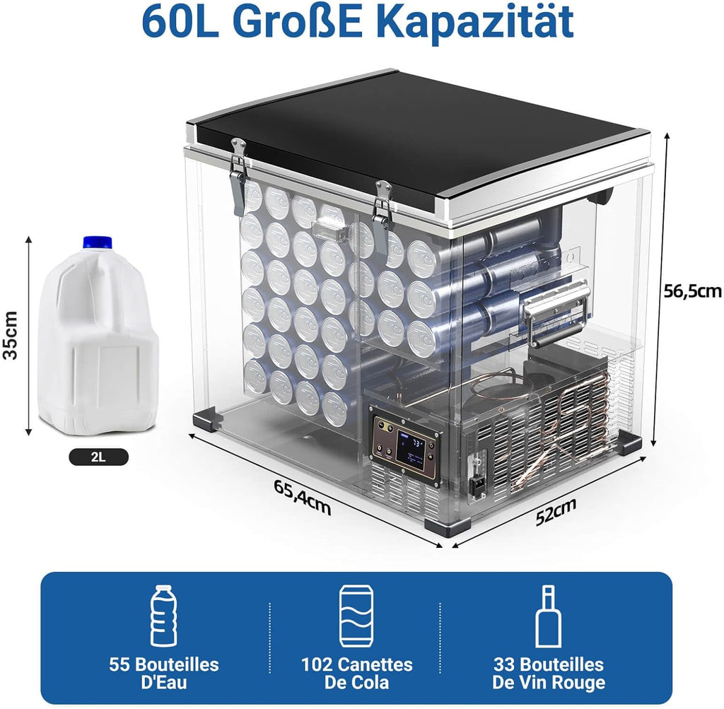 AAOBOSI 45L Glacière à Compresseur, Glaciere électrique -20°C à 20°C, Frigo Camion APP&Bouton Contr?le, 12/24V DC et 100-240V AC Glaciere Camping Pour Voiture, Camion, Bateau et Prise De Courant