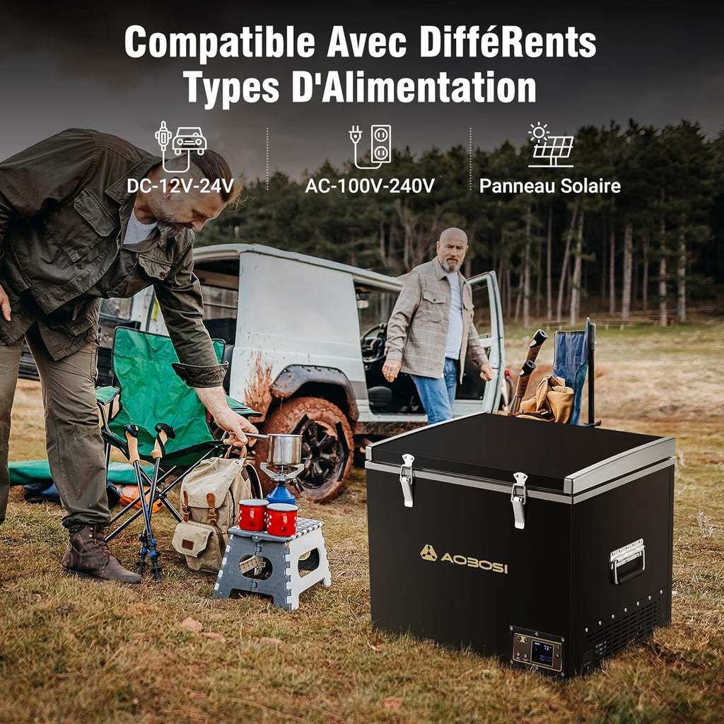 AAOBOSI 45L Glacière à Compresseur, Glaciere électrique -20°C à 20°C, Frigo Camion APP&Bouton Contr?le, 12/24V DC et 100-240V AC Glaciere Camping Pour Voiture, Camion, Bateau et Prise De Courant