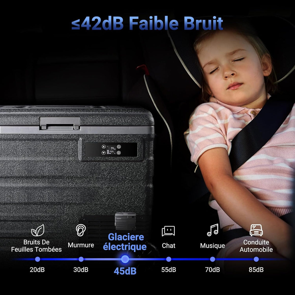 AAOBOSI 45L Glacière à Compresseur, Glaciere électrique -20°C à 20°C, Frigo Camion APP&Bouton Contr?le, 12/24V DC et 100-240V AC Glaciere Camping Pour Voiture, Camion, Bateau et Prise De Courant