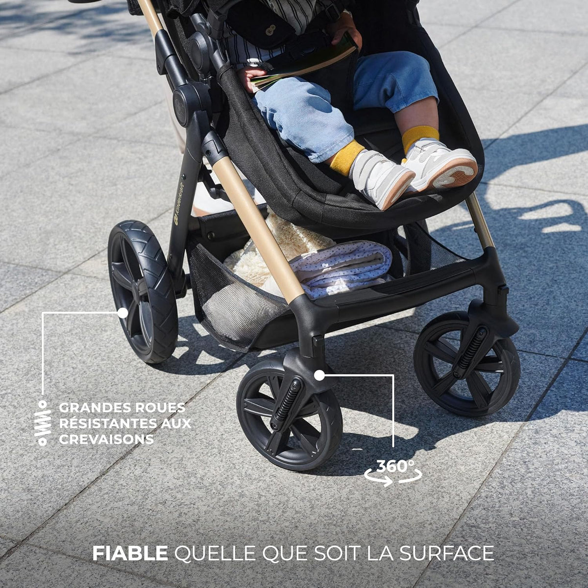 Kinderkraft MOOV2 Poussette 3 en 1, Système de voyage de la naissance à 27 kg, Siège auto Mink PRO I-Size inclus, Capote extensible avec filtre UPF50+, Accessoires pratiques, Gris
