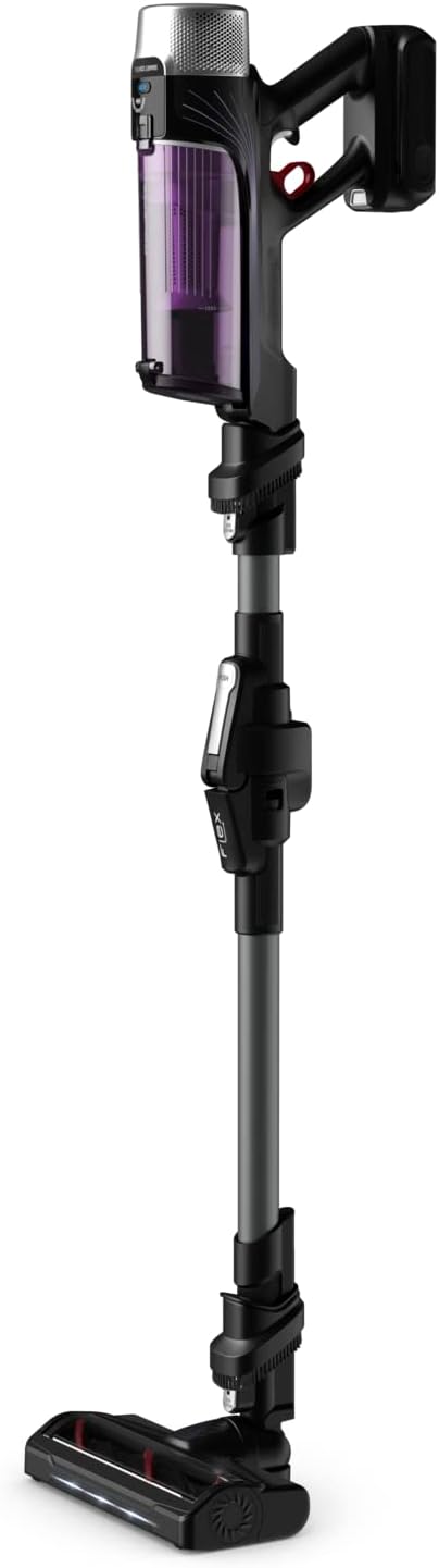 Rowenta X-Force Flex 9.60 Allergie Aspirateur balai sans fil, Filtration Anti-Allergènes, Puissant 100AW, Ultra Léger, Autonomie 45min RH2038WO, Noir / Violet